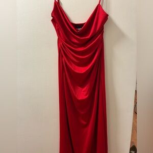 Red ruched dress